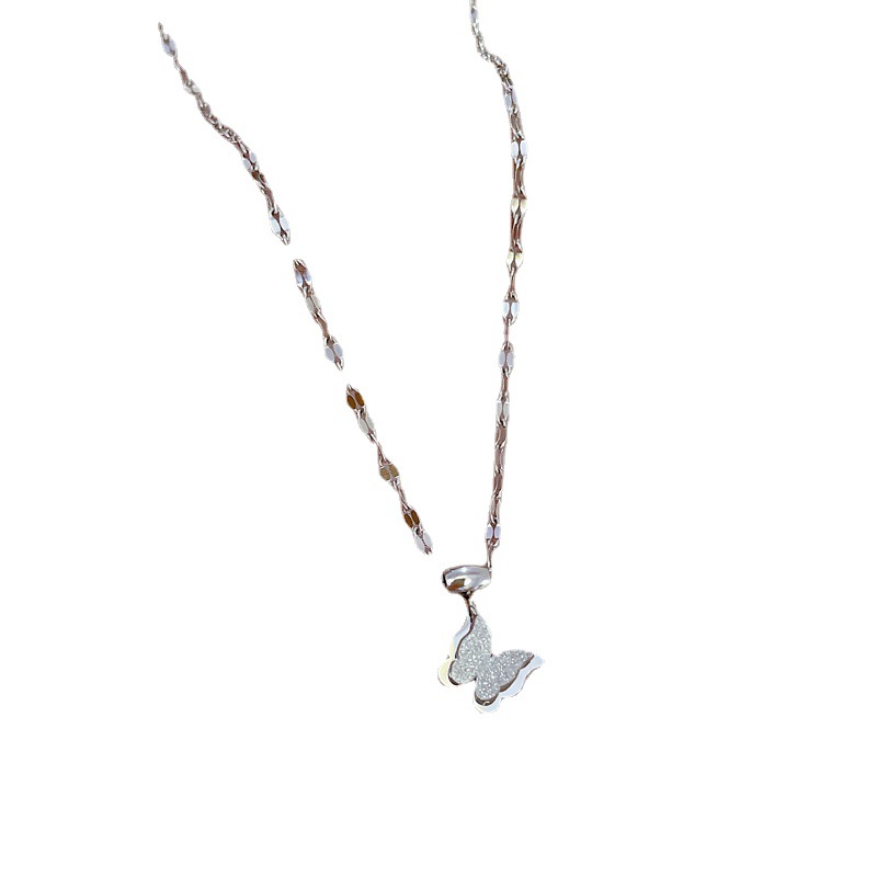 【 All-titanium Steel 】 Light luxury minimalist style butterfly furnace with real gold necklace, female Instagram influencer collarbone chain accessory Item Picture
