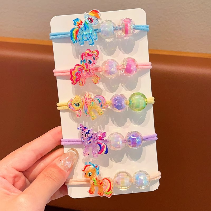 Diamond-cut cartoon My Little Pony with knotted rubber bands, cute headwear, hair bands, student hair accessories, high-elastic hair ties, girls full figure