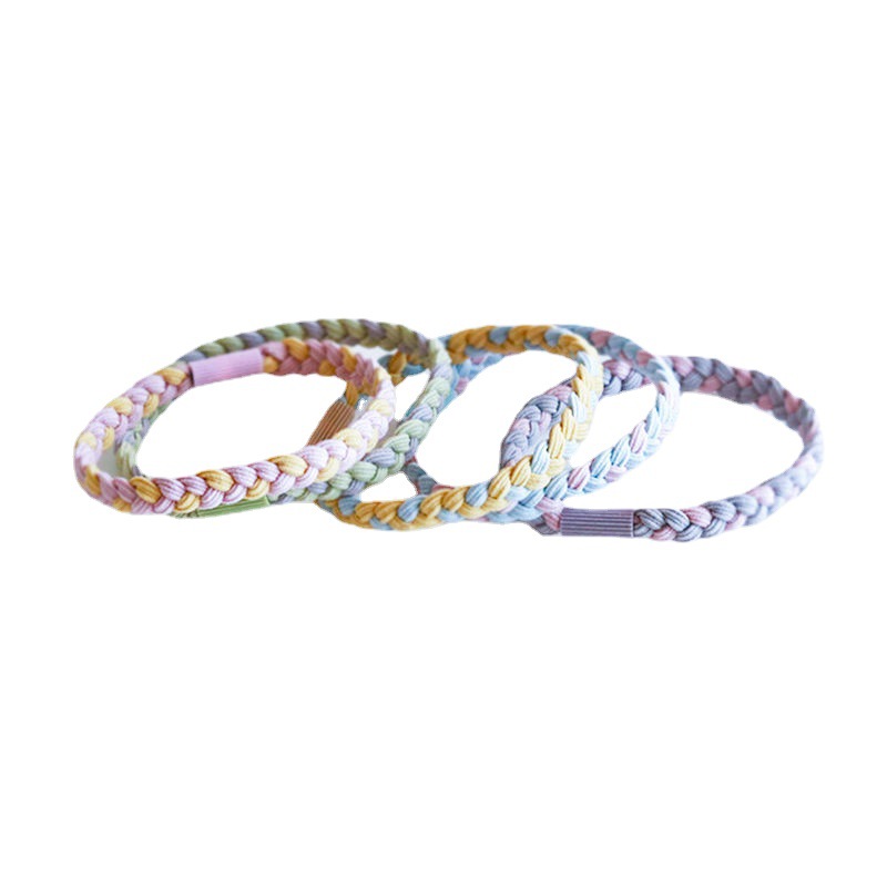 Wholesale of leather bands, hair ties and hair bands. Simple woven hair ties with high elasticity and high ponytail. Summer hair ties and bracelets that don't tighten the head Item Picture