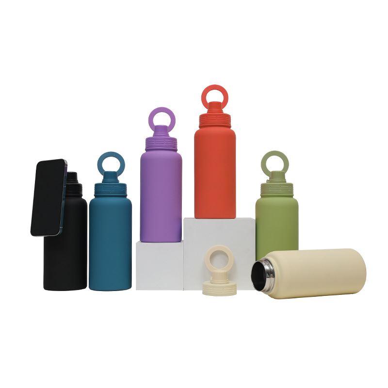New large-capacity 1L insulated cup, mobile phone magnetic stand water cup, high appearance level stainless steel outdoor sports water cup Specification drawing