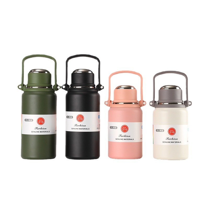 New space pot, large-capacity insulated cup, sports water bottle, women's 316 stainless steel water cup, men's straw cup, insulated pot Item Picture