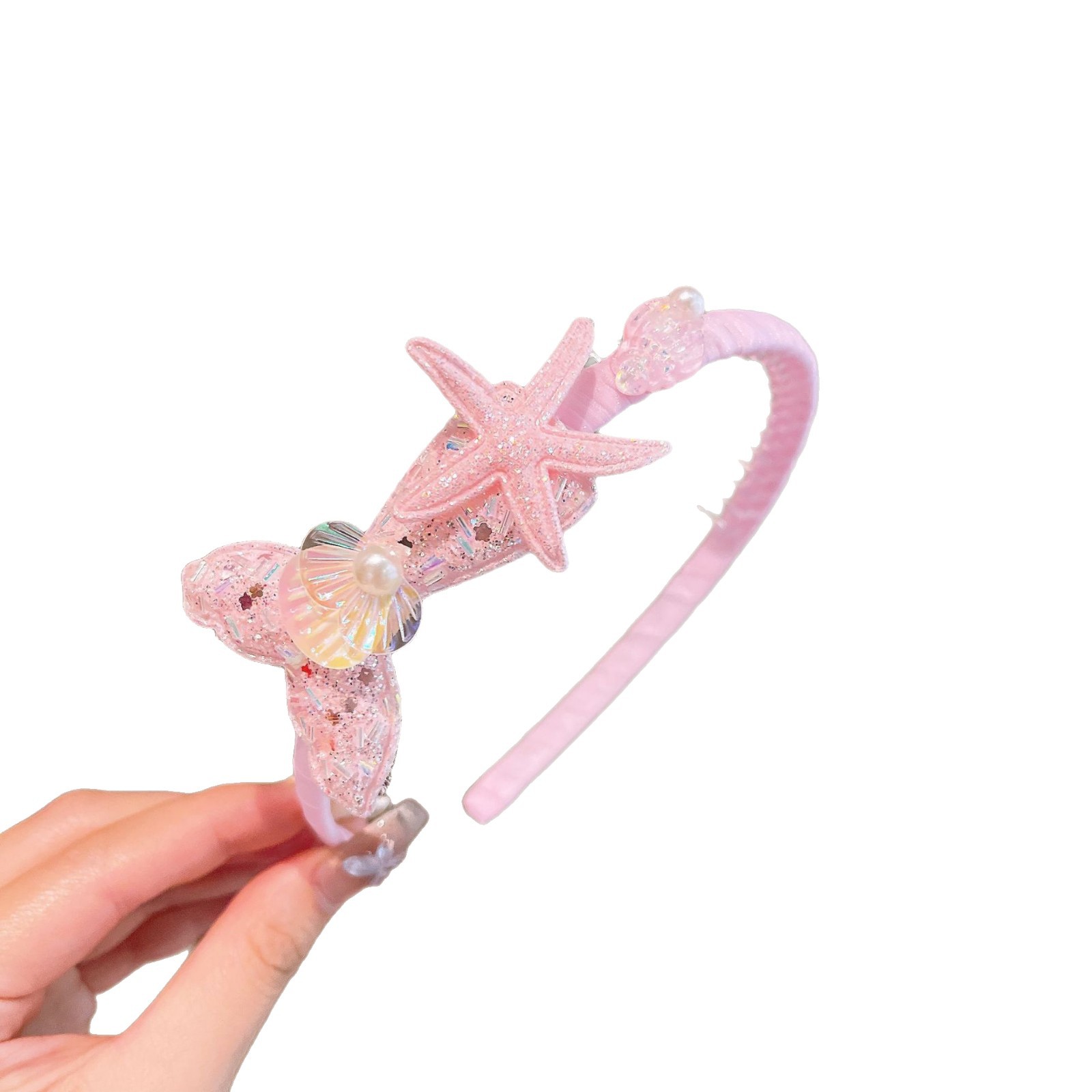 New Princess series Sequined fish tail cartoon mermaid starfish shell children's hairband compression clip hair accessory Headwear Item Picture
