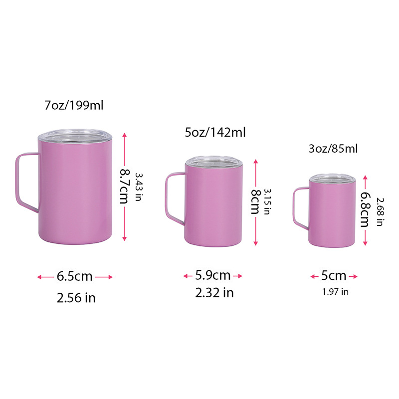 Wholesale of cross-border 304 stainless steel insulated cups, mini handle mugs, office coffee straw cups and car cups Item Picture