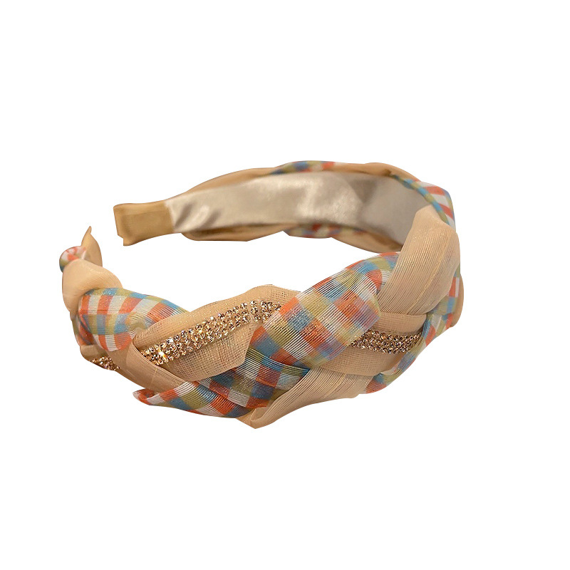High-end mesh diamond-encrusted hairband 2022, a new trendy twist headband with wide edges, a hairpin for washing the face and going out, a headwear for women Item Picture