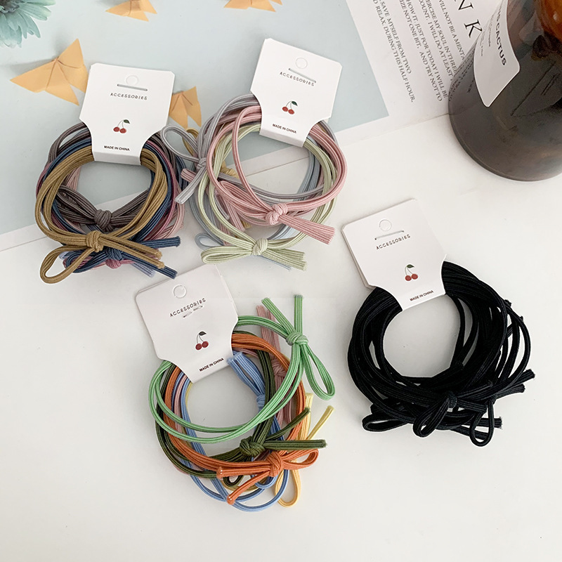 The new Korean-style simple hair tie, basic hair tie, bow hair band, candy-colored leather band, versatile and fashionable for women details Picture
