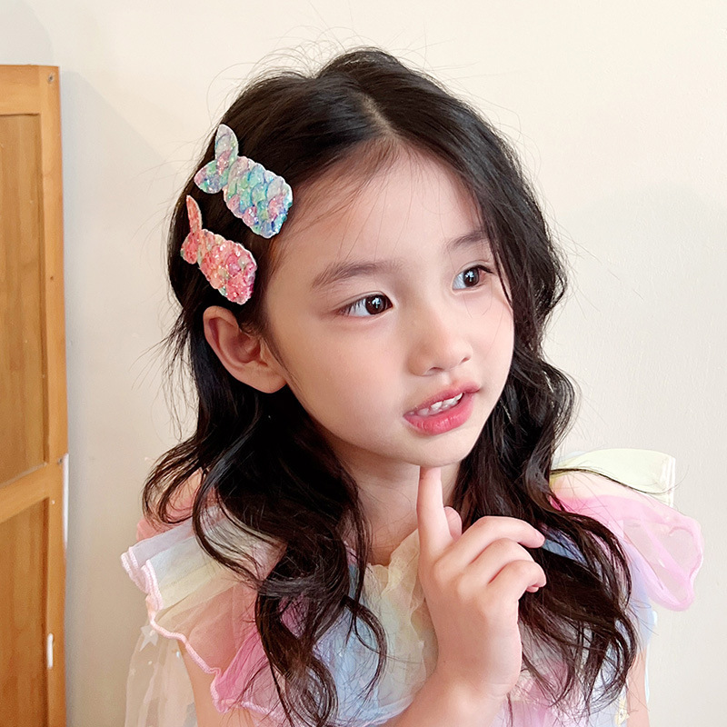 Korean children's bangs clips, cute mermaid tail hair clips, sequined BB clips, baby hair accessories, princess broken hair clips, girls Specification drawing