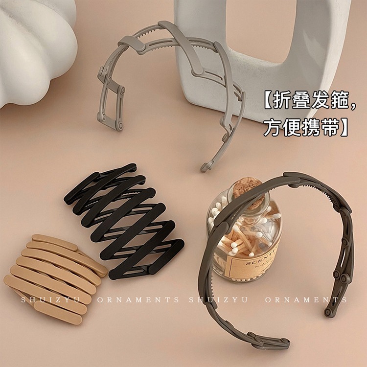 Extendable and foldable hair band, special toothed hair-pressing anti-slip headband for women's face washing and mask application, travel hair clips, hair bundles details Picture