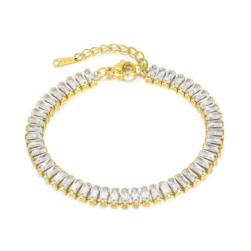 【 All-titanium Steel 】 Dongdaemun minimalist and cold style zircon super flash bracelet, a retro best friend of a female Internet celebrity Item Picture