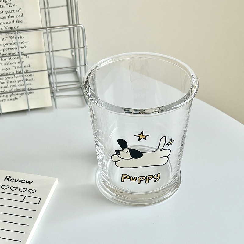 Homemade running dog glass cups, cold brew coffee cups, couple water cups, breakfast cups, milk cups, household water cups Application Scenario