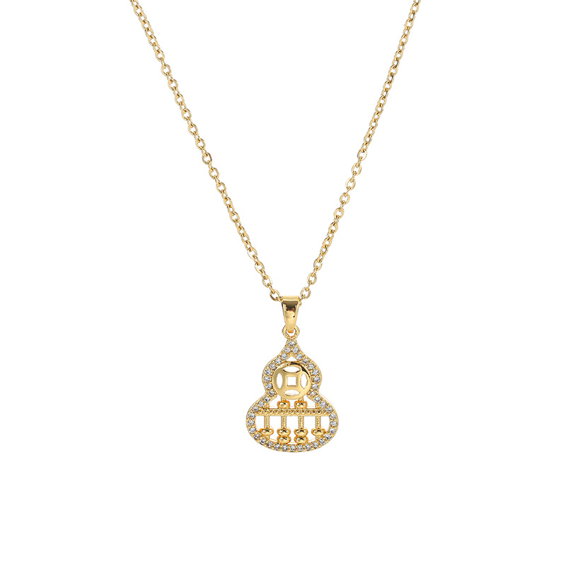 Hollowed-out small gourd abacus pendant titanium steel necklace for women, inS-style, niche and light luxury collarbone chain, personalized and versatile accessory Item Picture