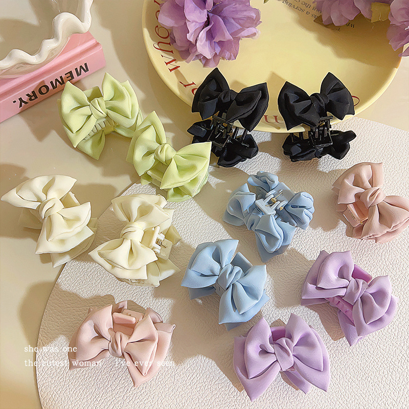 Black double-sided bow clip, small side clip, princess forehead bangs hair clip, new women's small clip hair accessory Specification drawing