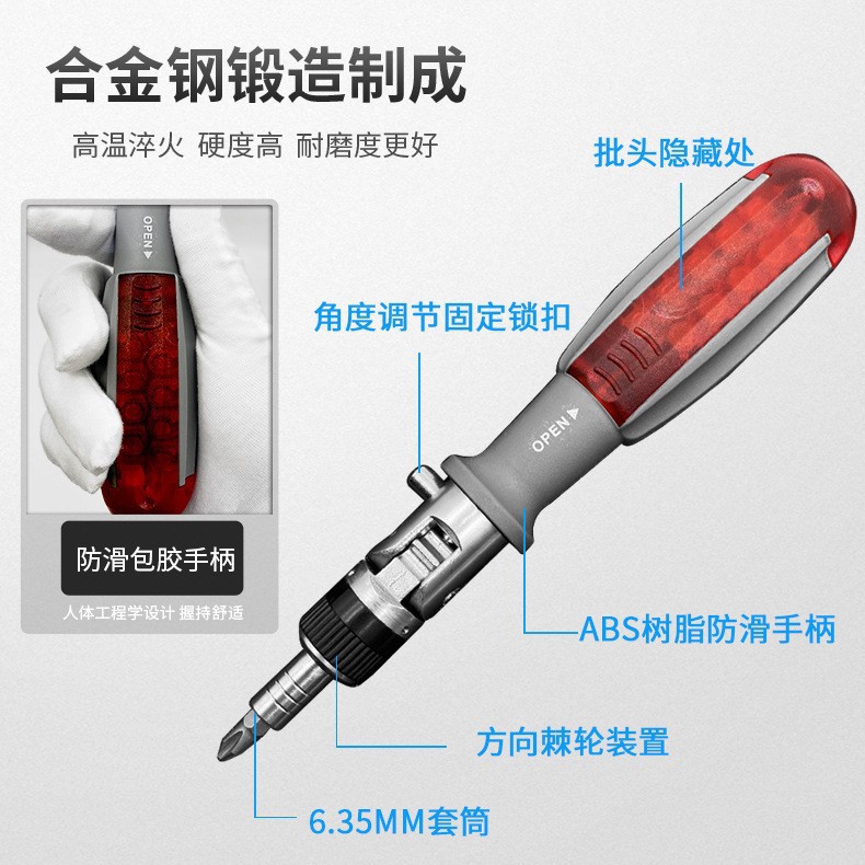 Multi-angle 10-in-1 ratchet screwdriver set, industrial-grade household multi-functional flat-head and cross-head combination Application Scenario