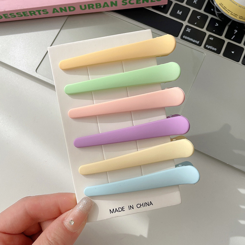 Korean colorful hairpins for women, candy-colored matte simple one-piece hairpins, new versatile side bangs hairpins for washing face details Picture