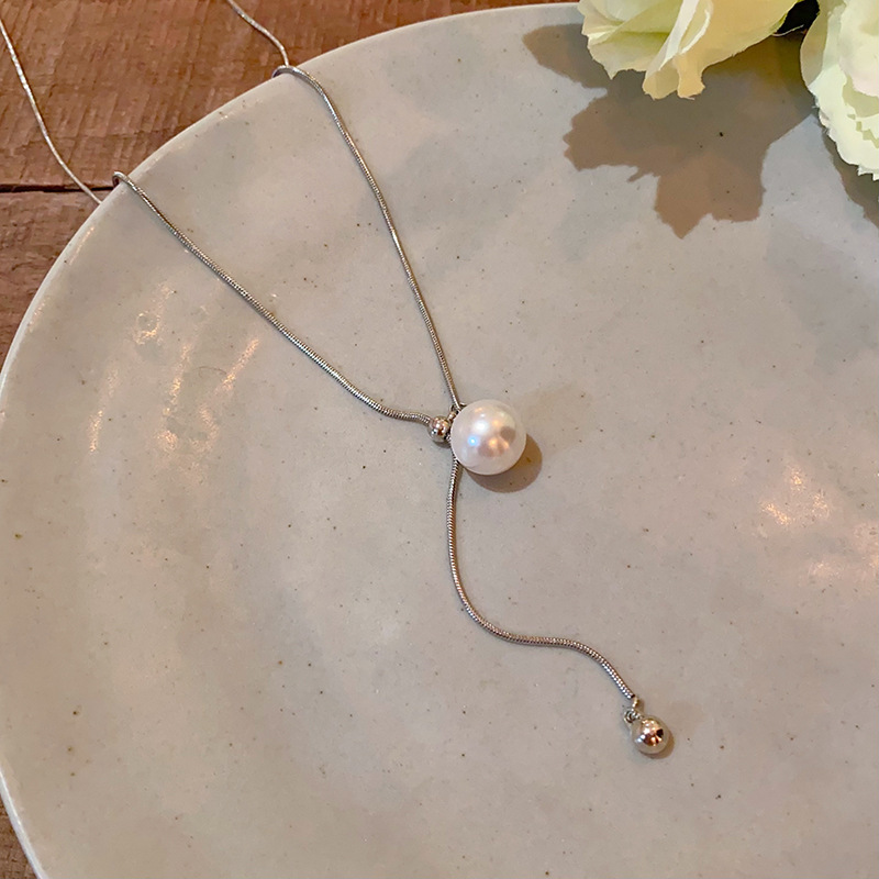 Pull-out long pearl necklace, a unique design for women, French retro style, simple and versatile, elegant necklace Specification drawing