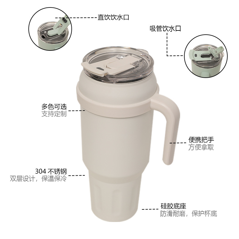 New cross-border solid-color 304 stainless steel insulated cup, portable handle, car cup, large-capacity ice cup Application Scenario