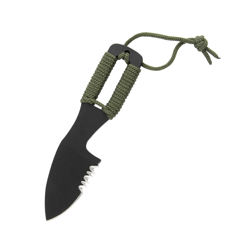 Factory direct sales of outdoor knives, portable small knives, K-sheathed straight small knives, toothed portable defense EDC multi-functional small knives Item Picture