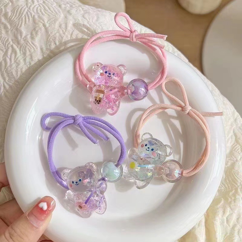 Children's hair tie, hair accessory, cartoon hair tie, cute little girl, high-elasticity rubber band for tying hair, durable ponytail leather band Specification drawing