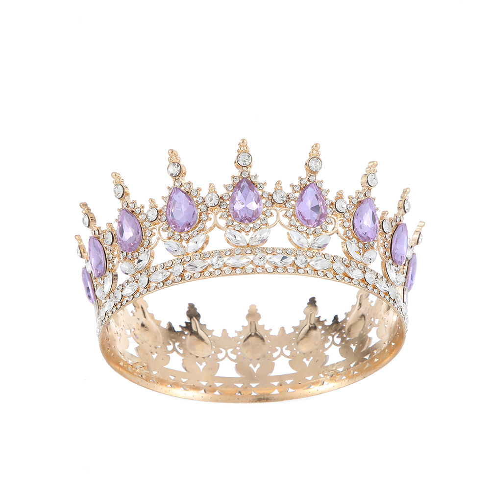 Cross-border trade bride, crown, wedding dress, headwear, birthday, coming-of-age ceremony, performance, versatile crystal crown details Picture