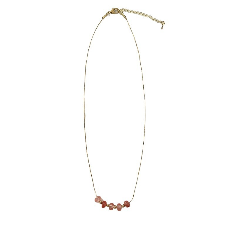 Summer versatile and niche best friend high-end necklace accessory, elegant collarbone chain, irregular color natural stone necklace for women Item Picture