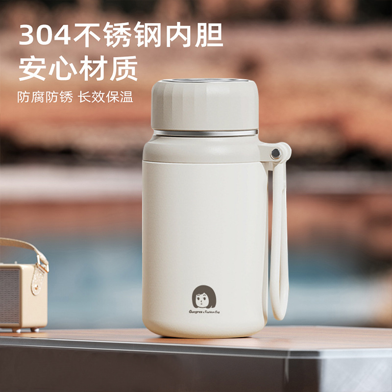 High-appearance-level large-capacity insulated cups, customizable stainless steel tea brewing cups, portable handle cups, gift insulated kettles details Picture