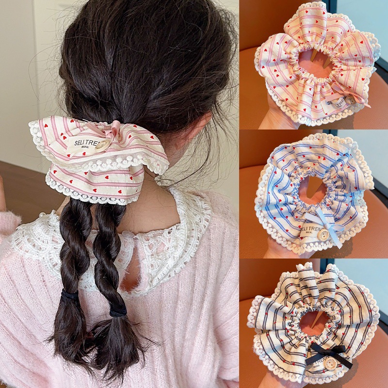 Sweet lace hair tie for girls, large large intestine hair tie for children, high elasticity baby bun hair tie Specification drawing
