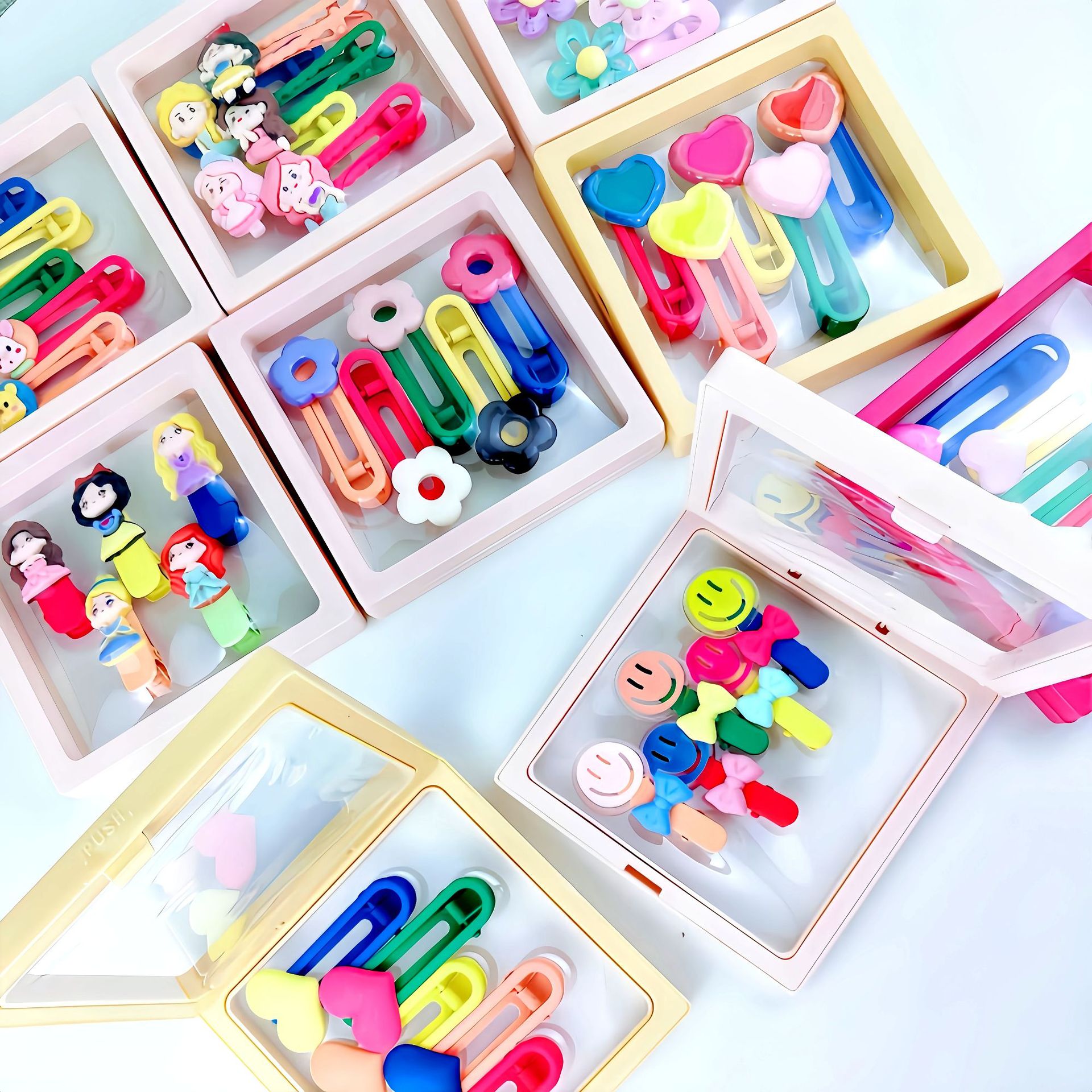 Dopamine-colored hair clips for children, cute candy bean edge clips for girls' bangs, small hair clips for girls' hair clips and hair accessories Specification drawing