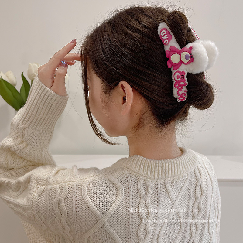 Cartoon plush hair clip, large back of the head, shark clip, Star Delo claw clip, high-end style, new hair accessory, headwear, hair clip Specification drawing