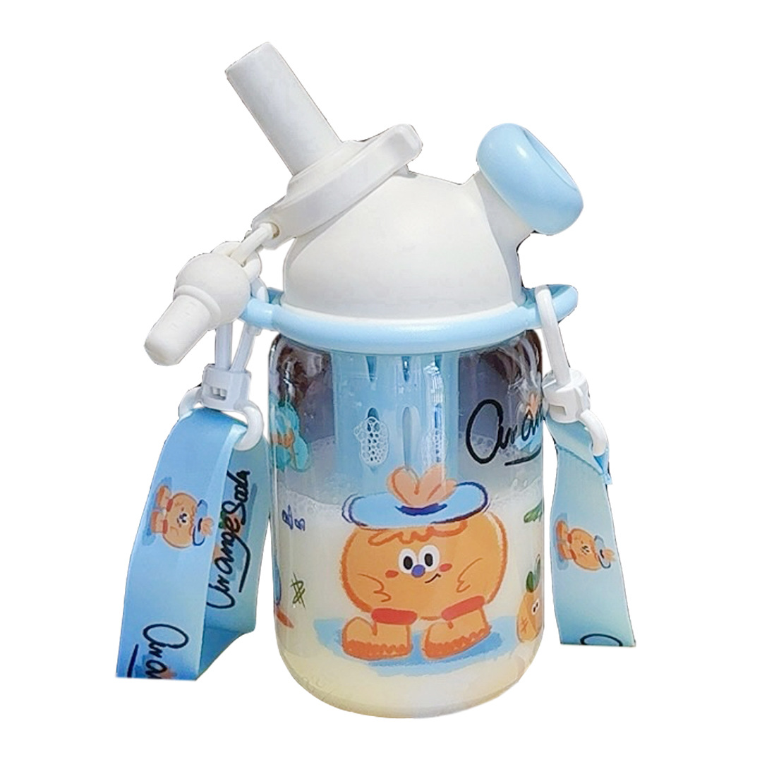 Cartoon Tritan water cup with filter, double-drinking straw cup for tea brewing, portable outdoor children's fun plastic cup gift Item Picture