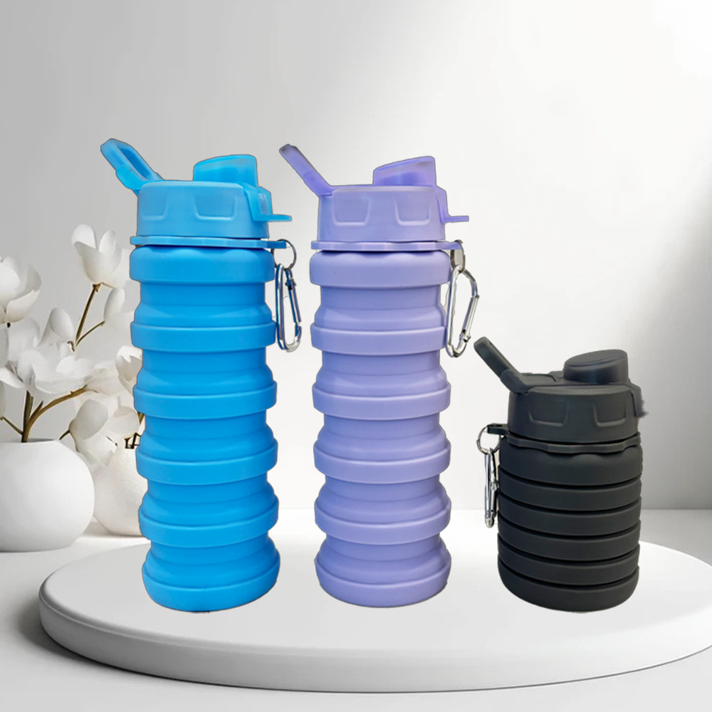 Cross-border silicone foldable water cup, outdoor travel portable insulated cup, sports telescopic water bottle, business gift water bottle