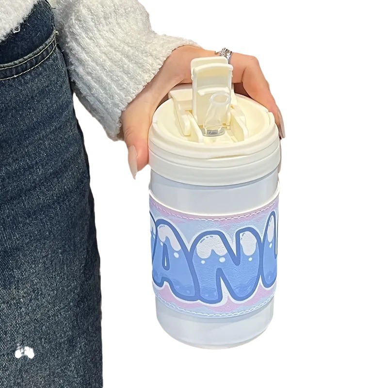 2024 New high-end straw cup, Korean style, high appearance level, portable large-capacity cold and heat preservation insulated cup, women's water cup Item Picture