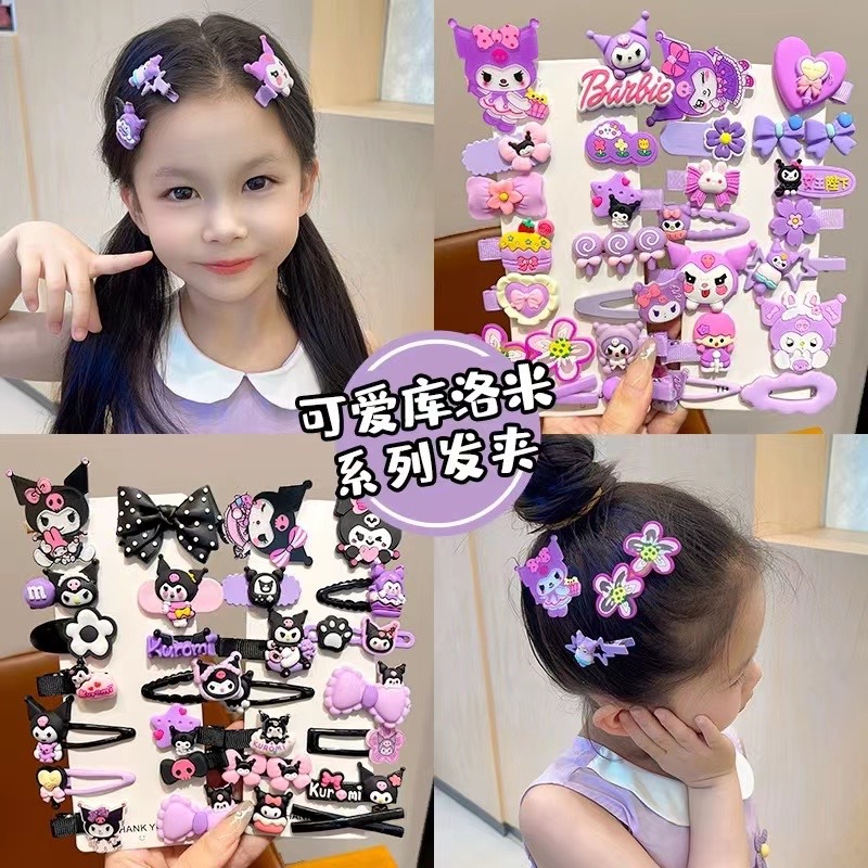 Cartoon Kuromi Children's hair clips, girls' broken bangs clips, Little girls' side hair clips that won't damage hair, baby hair accessories full figure