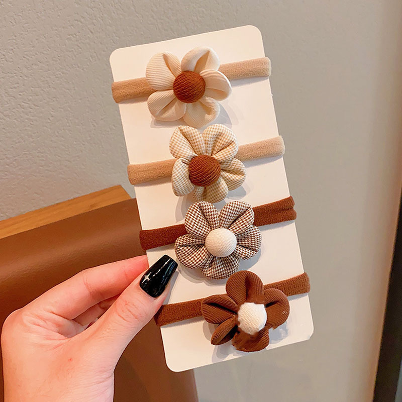 Milk coffee-colored children's hair tie, bow, flower band, high appearance level, no damage to hair, high elasticity and durable hair tie Specification drawing