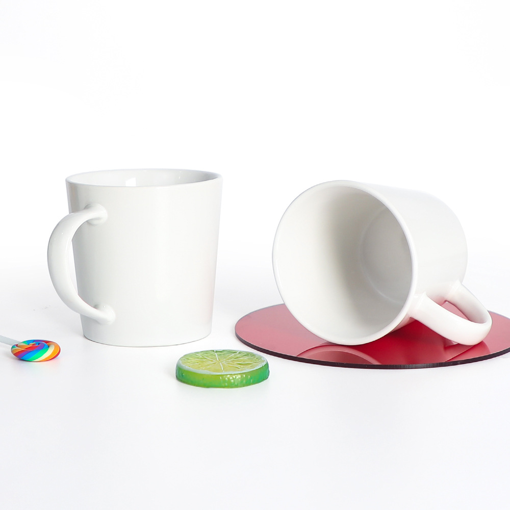 Large-capacity white simple ceramic mugs that can be printed with pattern logos, solid-color ceramic coffee cups Item Picture