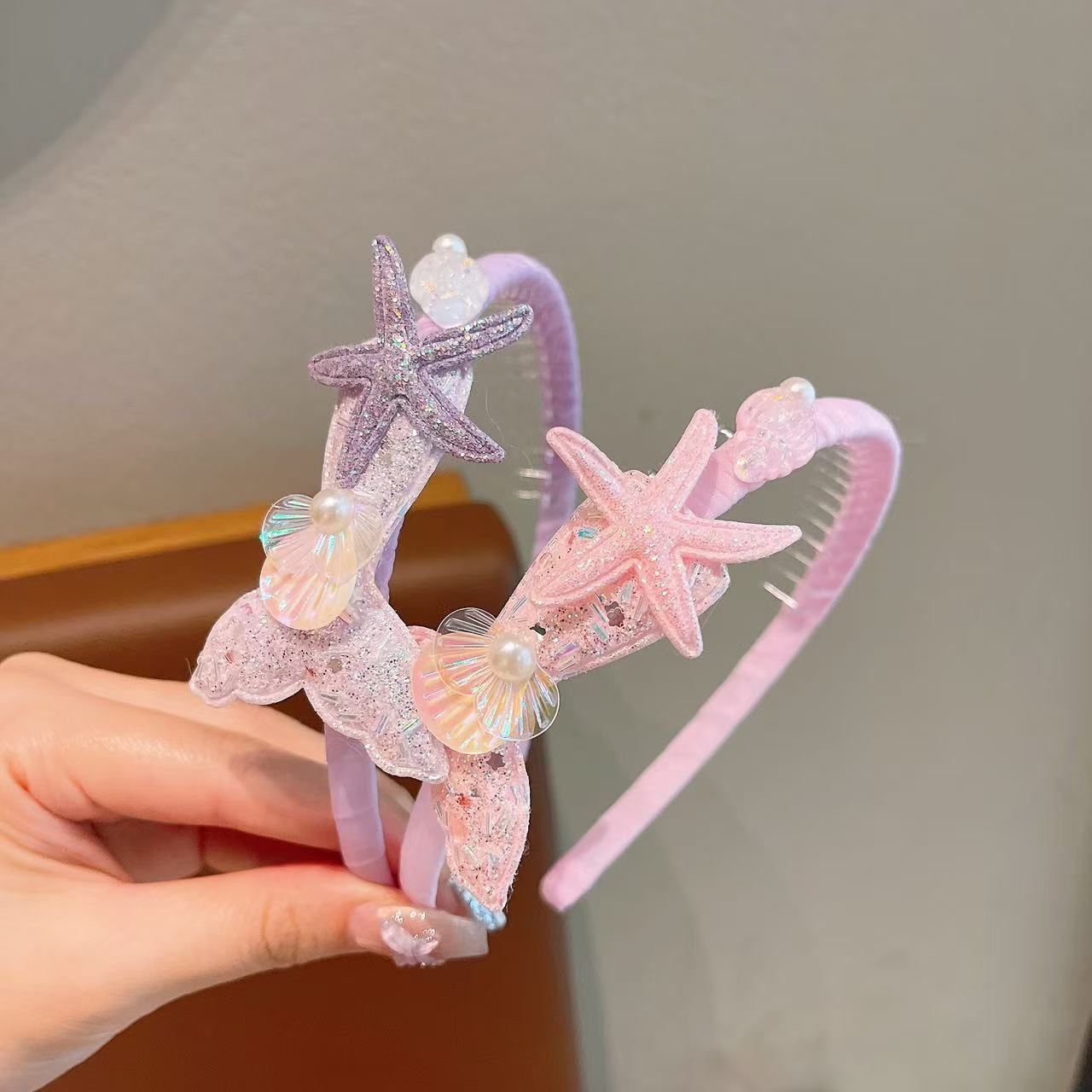 New Princess series Sequined fish tail cartoon mermaid starfish shell children's hairband compression clip hair accessory Headwear Application Scenario