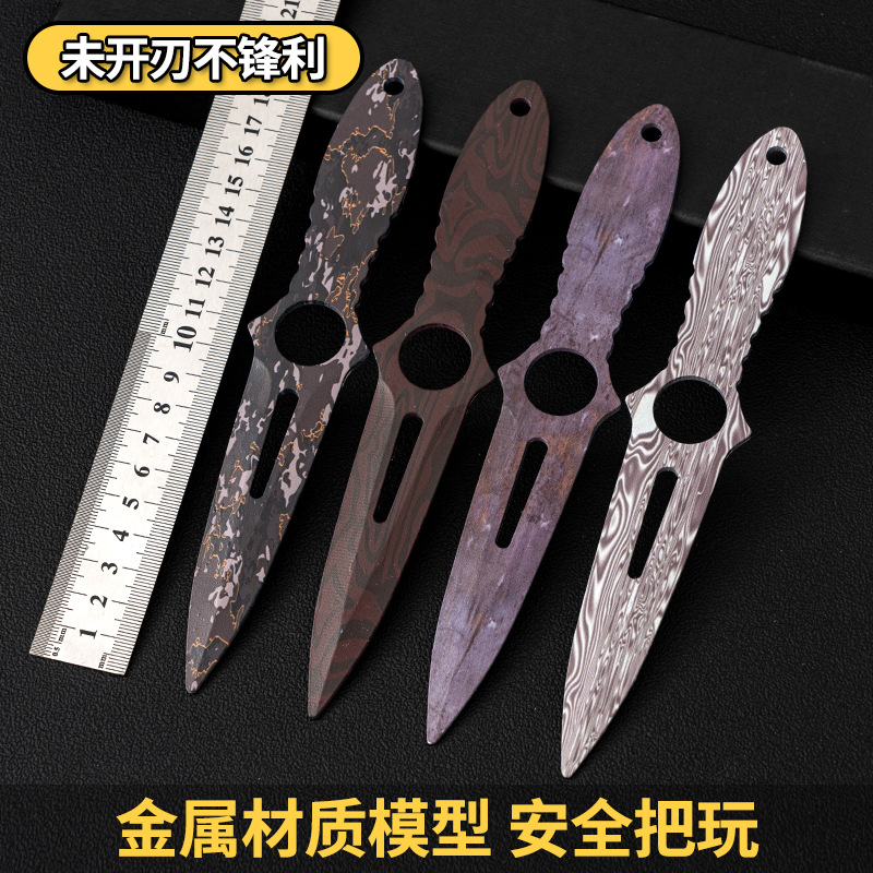 Factory direct sales of CSGO Skull Knife stainless steel metal training and viewing knife portable model, hands-off knife without cutting edge Specification drawing