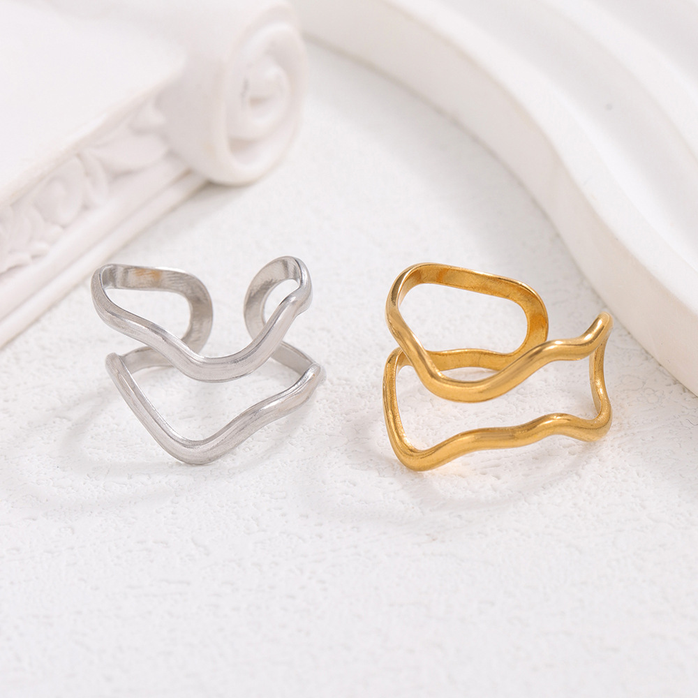 Titanium steel ring, a cross-border bestseller for women, with an ins style, adjustable hinge, anti-color fading, niche design, simple lines, and a touch of light luxury details Picture