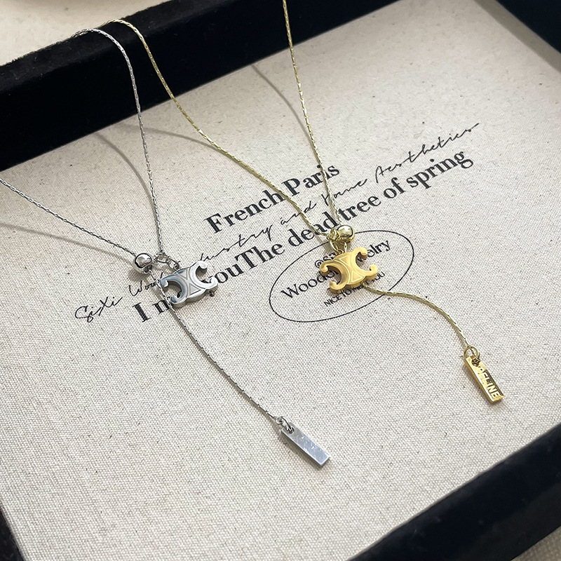 Letter C-shaped pendant necklace for women's autumn and winter, light luxury pull-out style sweater chain, titanium steel non-fading sweatshirt chain Application Scenario
