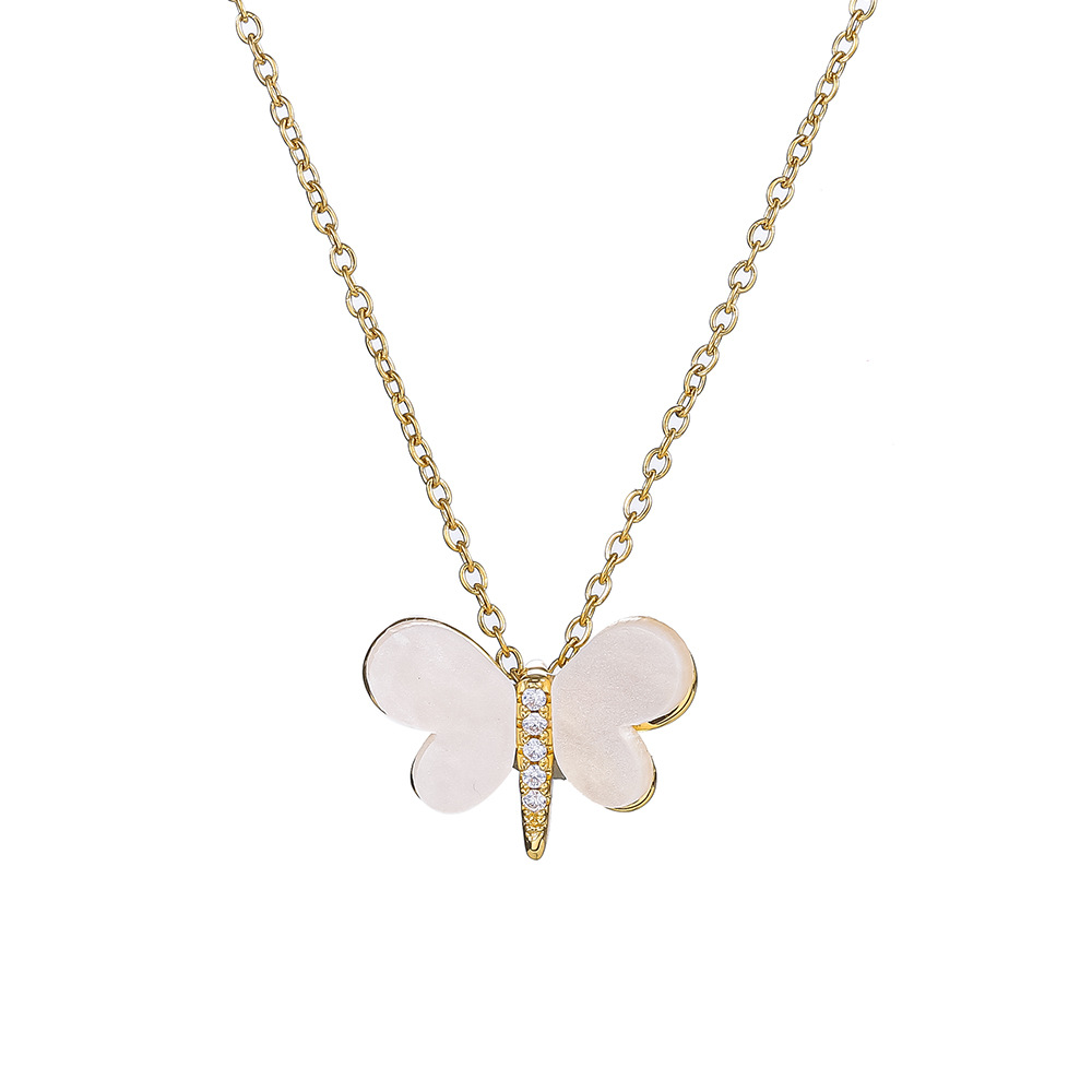 Korean-style simple butterfly pendant titanium steel necklace for women, a versatile and trendy collarbone chain, a unique and non-fading accessory Item Picture