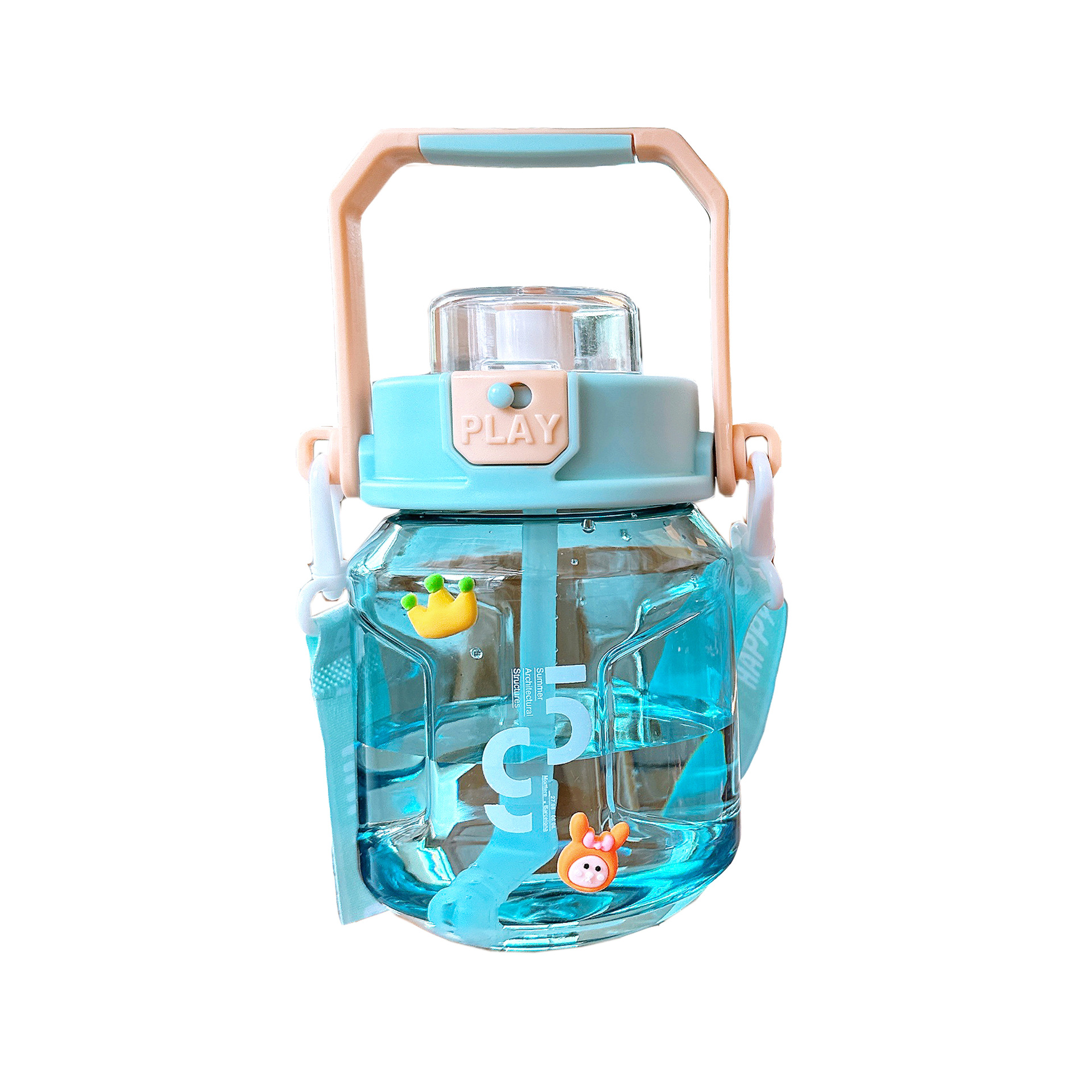 Creative new water bottle, summer portable and simple straw cup, large-capacity couple and student outdoor hand-held plastic cup Item Picture