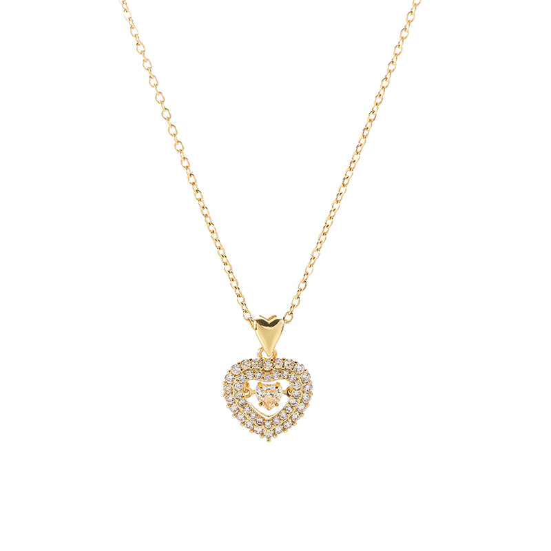 This is a stylish, heart-shaped, and dynamic collarbone chain with a unique and simple design, featuring a full diamond heart-shaped pendant made of titanium steel Item Picture