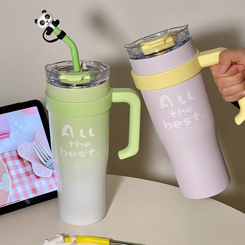 New Big MAC cup cold and heat preservation cup, ins style heat preservation cup with straw, letter printing, food-grade stainless steel details Picture