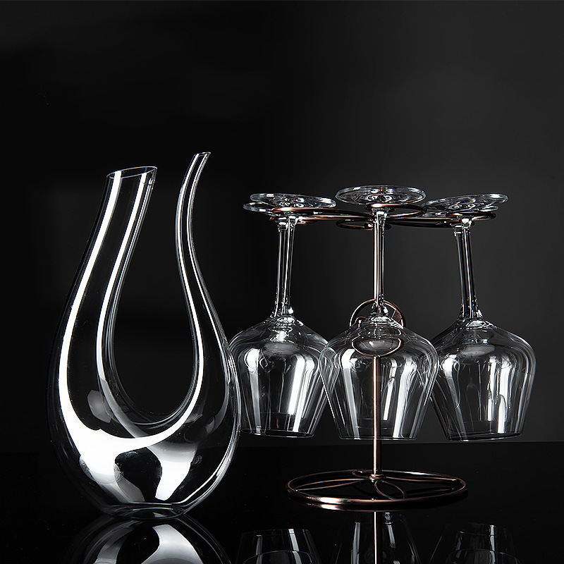 Wholesale of large Burgundy high-end glass decanters, high-end large-belted wine glasses for home use full figure