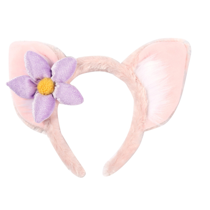 Lina Belle's cartoonish and cute pink girlish headband, plush and versatile headband, fox headpiece and hairpin accessory Item Picture