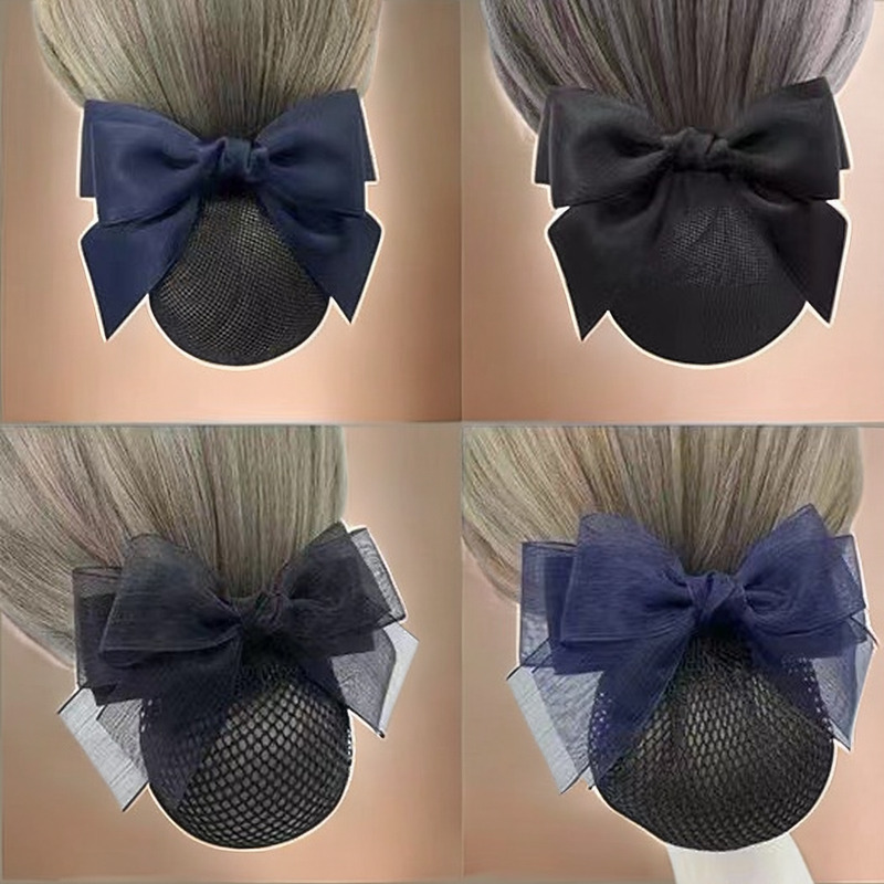 Professional hairpin, net, bow, hairpin, flight attendant, bank, nurse, hairnet, female flight attendant, updo, hotel, fine net full figure