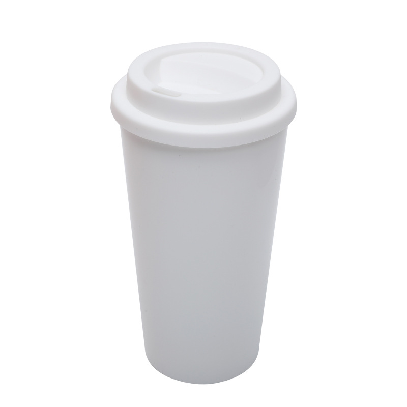 Cross-border Amazon factory direct supply double-layer plastic 16oz coffee cups, large-capacity men's and women's Macron color direct drinking cups Specification drawing