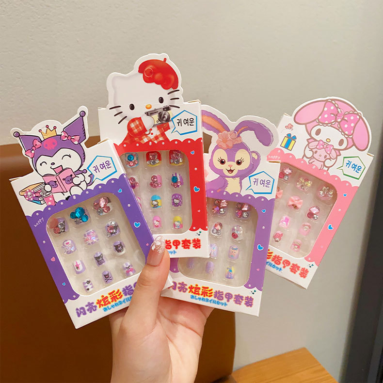 Sanrio series nail stickers for children, exquisite nail stickers, cute Kuromi Meretti nail stickers for kids Application Scenario