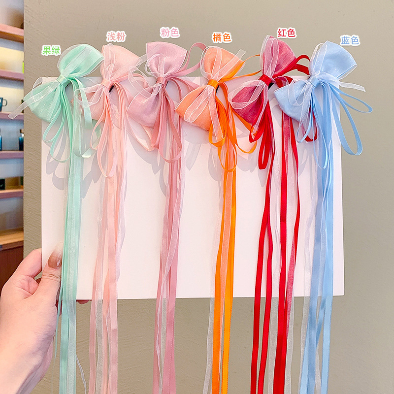 Children's super fairy-like bow ribbon hair clips, baby Chinese-style braided hair headwear, girl ancient-style Hanfu hair clips and hair accessories Specification drawing