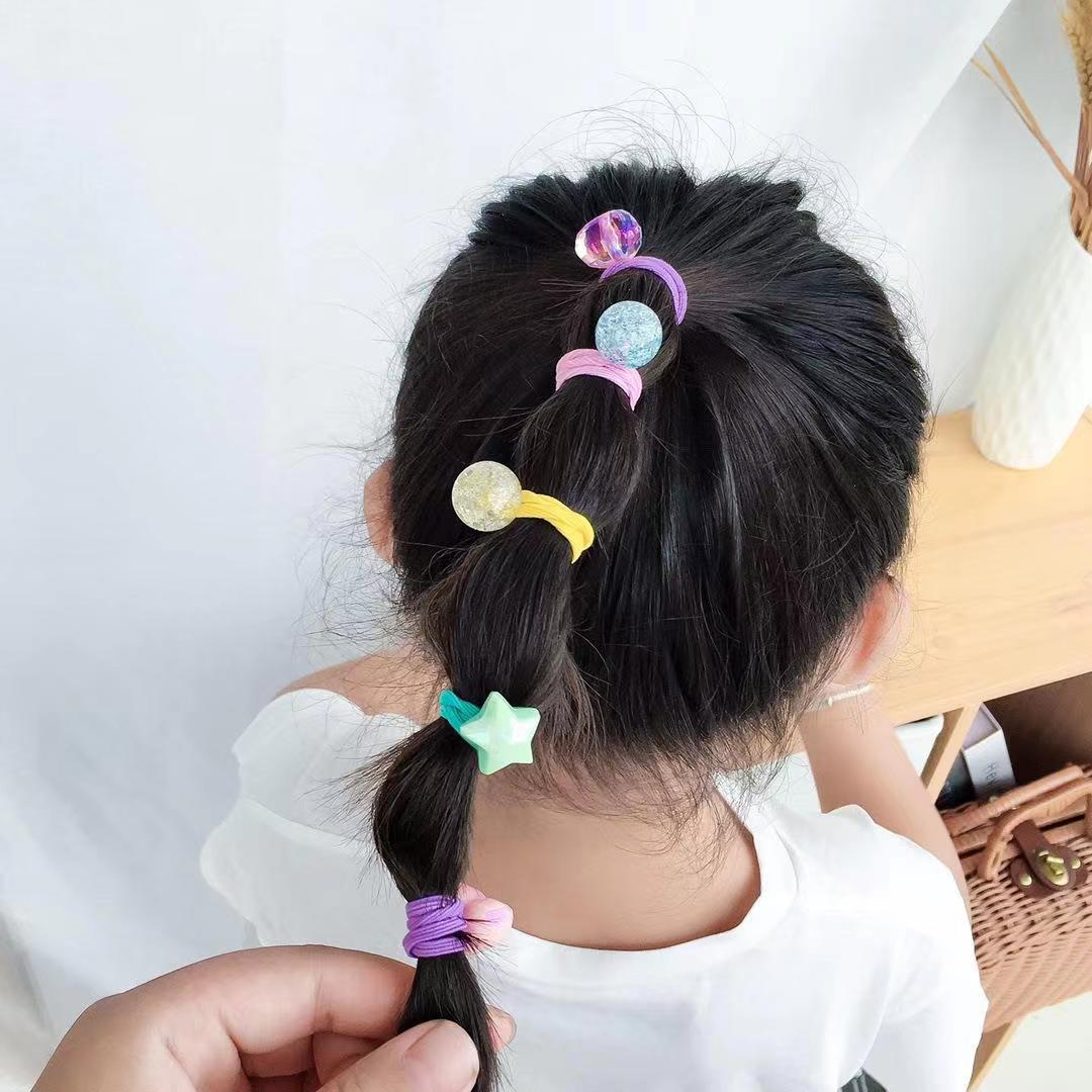 10 sets of children's headbands in summer candy color, small rubber bands, girls' hair ties, children's hair won't hurt, girls' hair bands are cute Specification drawing