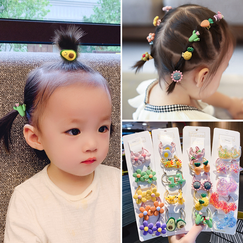 Children's hair ties, cute Korean headwear for girls, baby hair ties, flower hair ties, girls' rubber bands, small hair bands details Picture