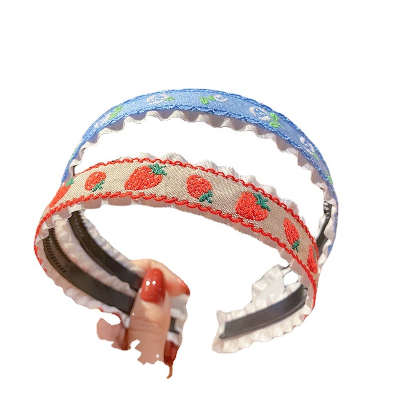 The new summer flower-embroidered fabric fairy hair band is a versatile Japanese-style cute, sweet and fresh hair accessory Item Picture